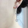 Tapered Baguette CZ Crescent Moon and Star Drop Earrings