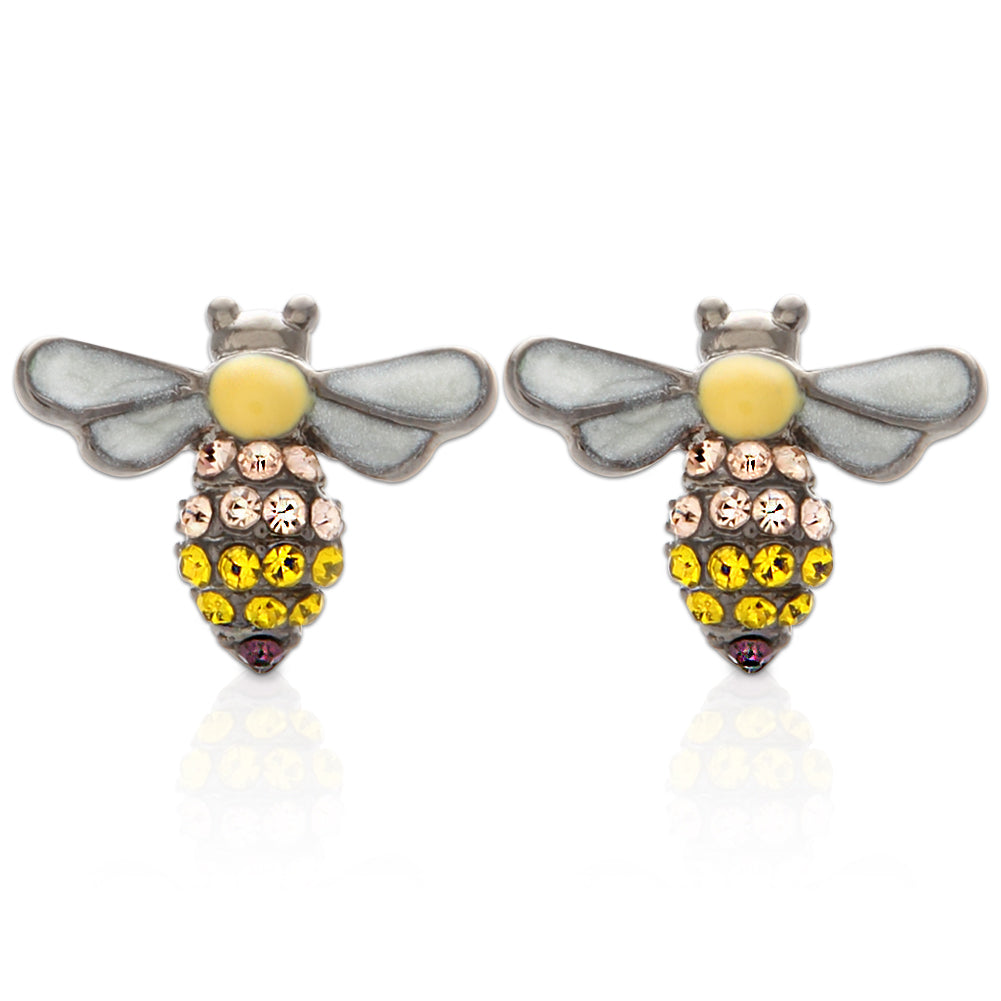 CZ Honey Bee Epoxy Stud Earrings