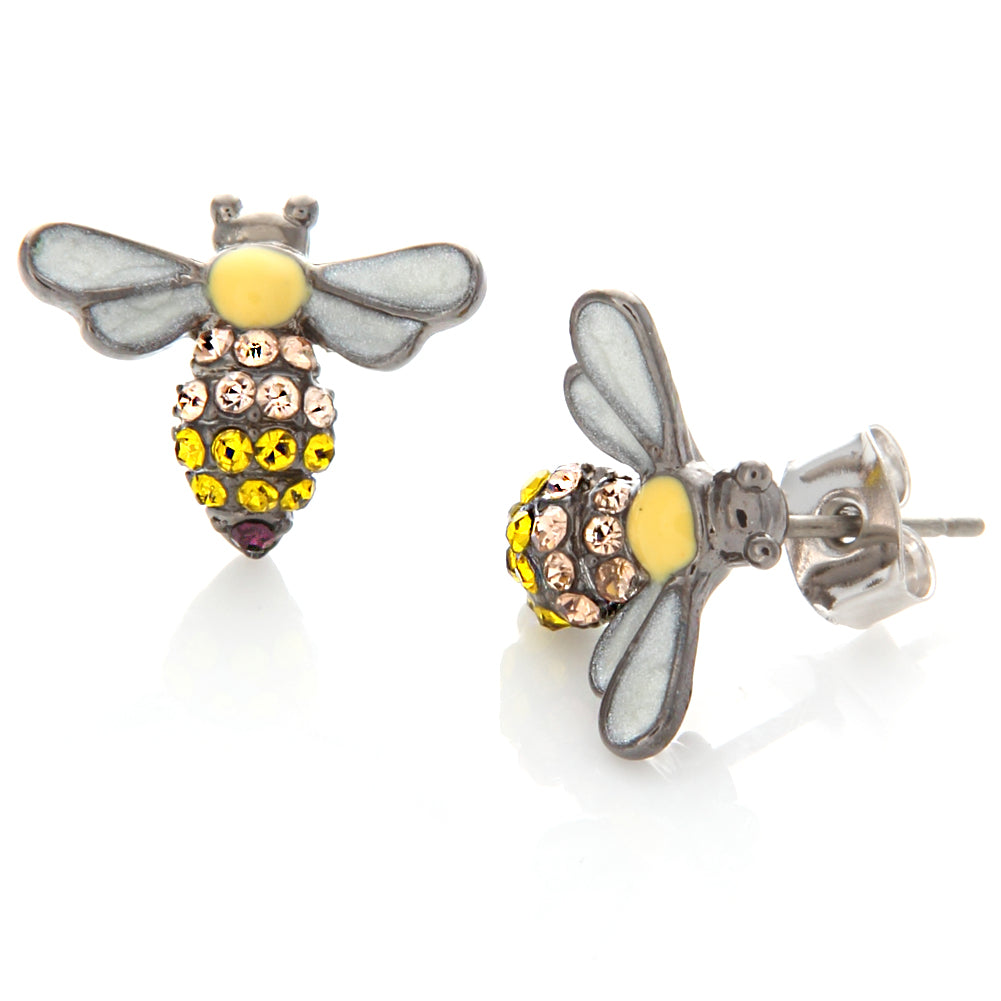 CZ Honey Bee Epoxy Stud Earrings