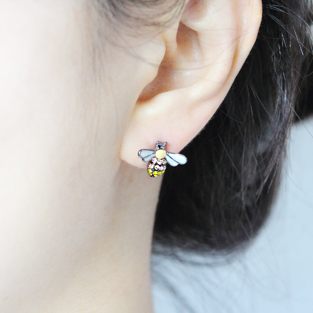 CZ Honey Bee Epoxy Stud Earrings