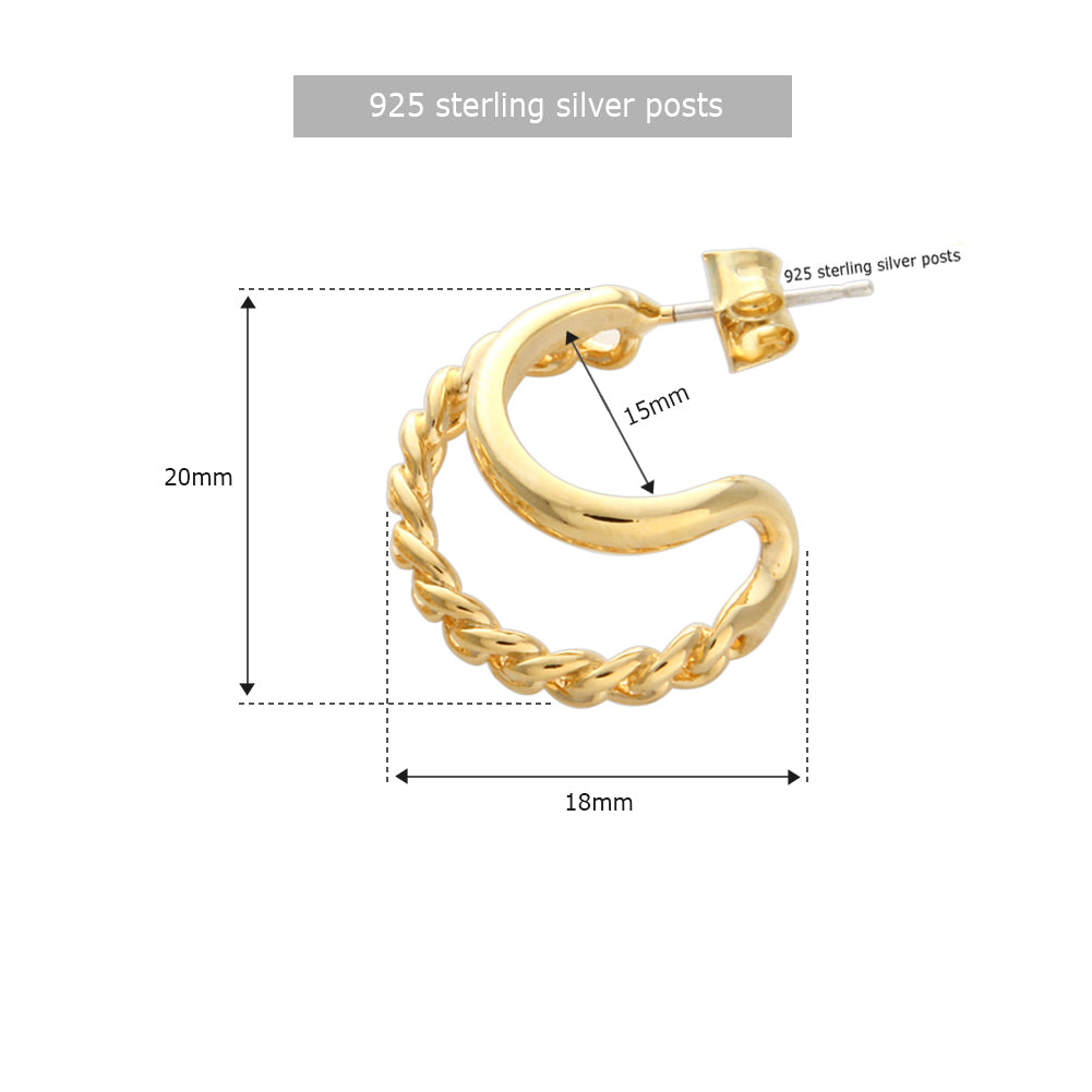 Twisted 2 Lines Split HOOP EARRINGS