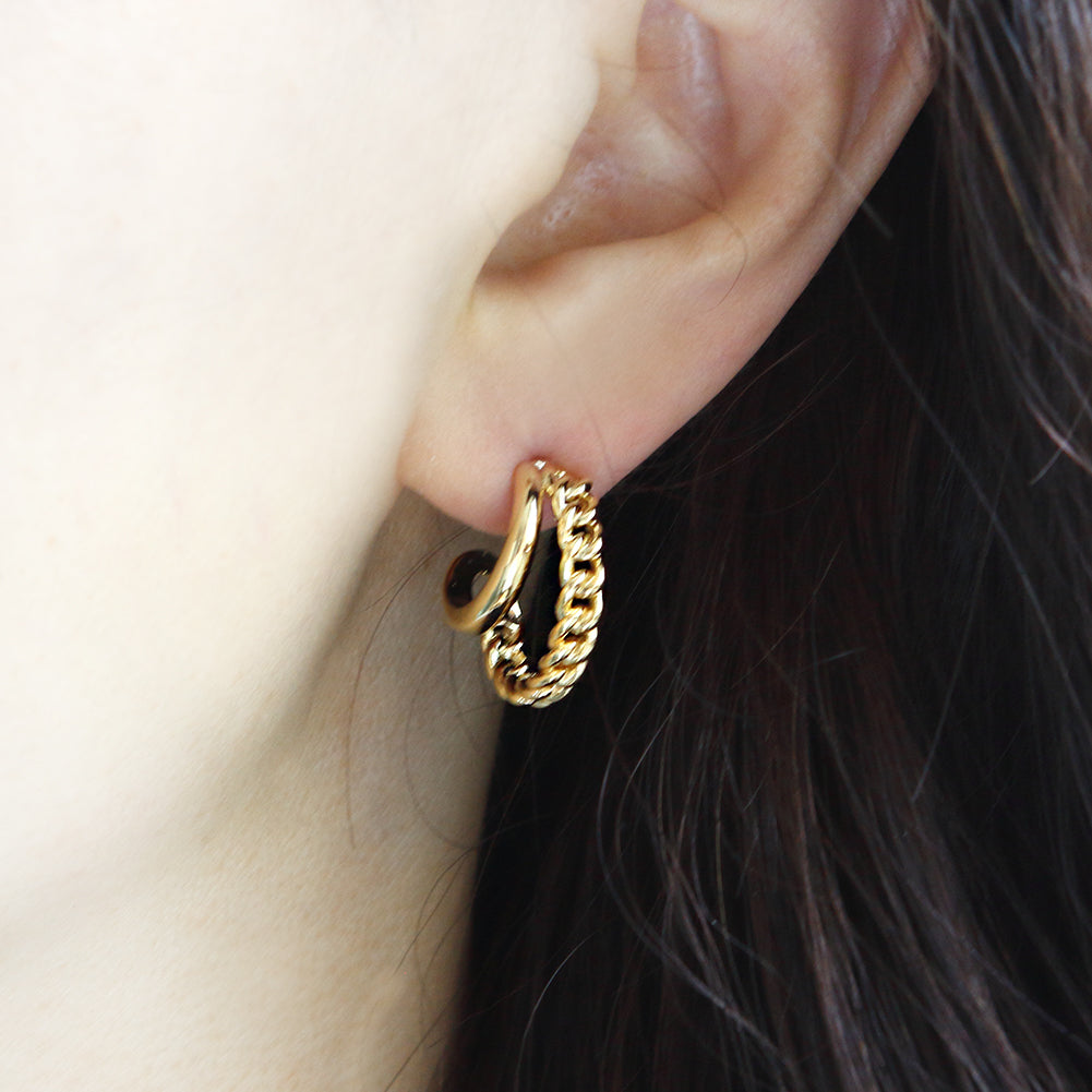 Twisted 2 Lines Split HOOP EARRINGS