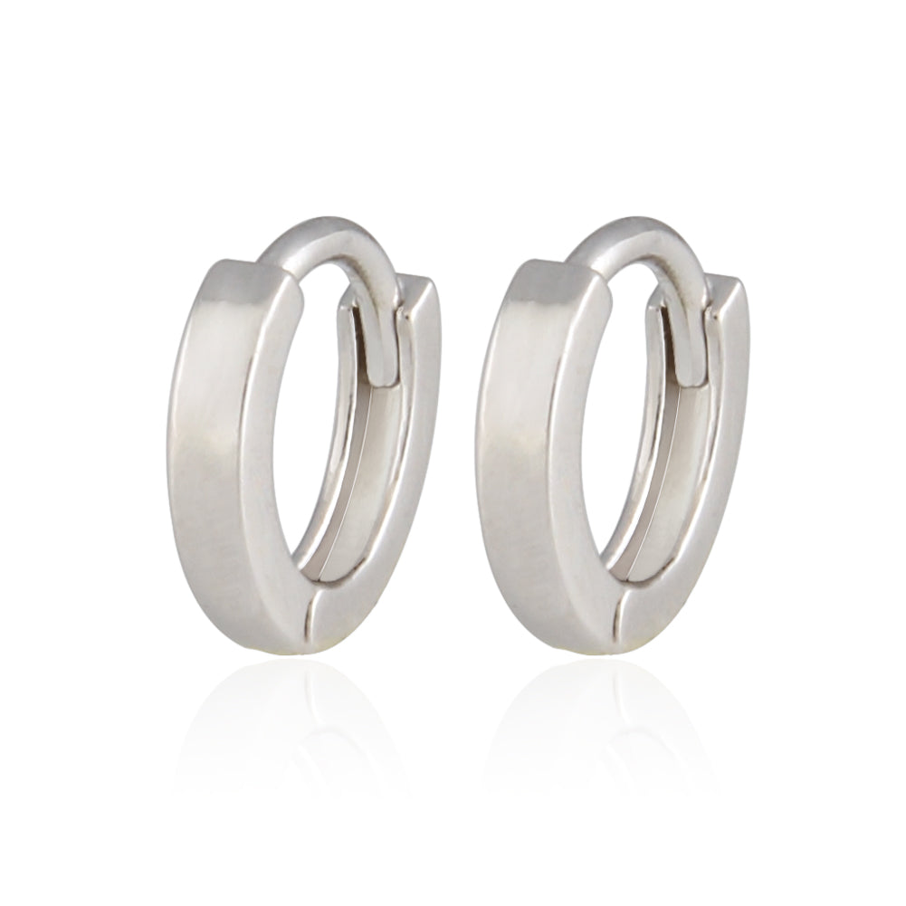 8 mm_ Plain Huggie Hoop Earrings 14K Gold Plated