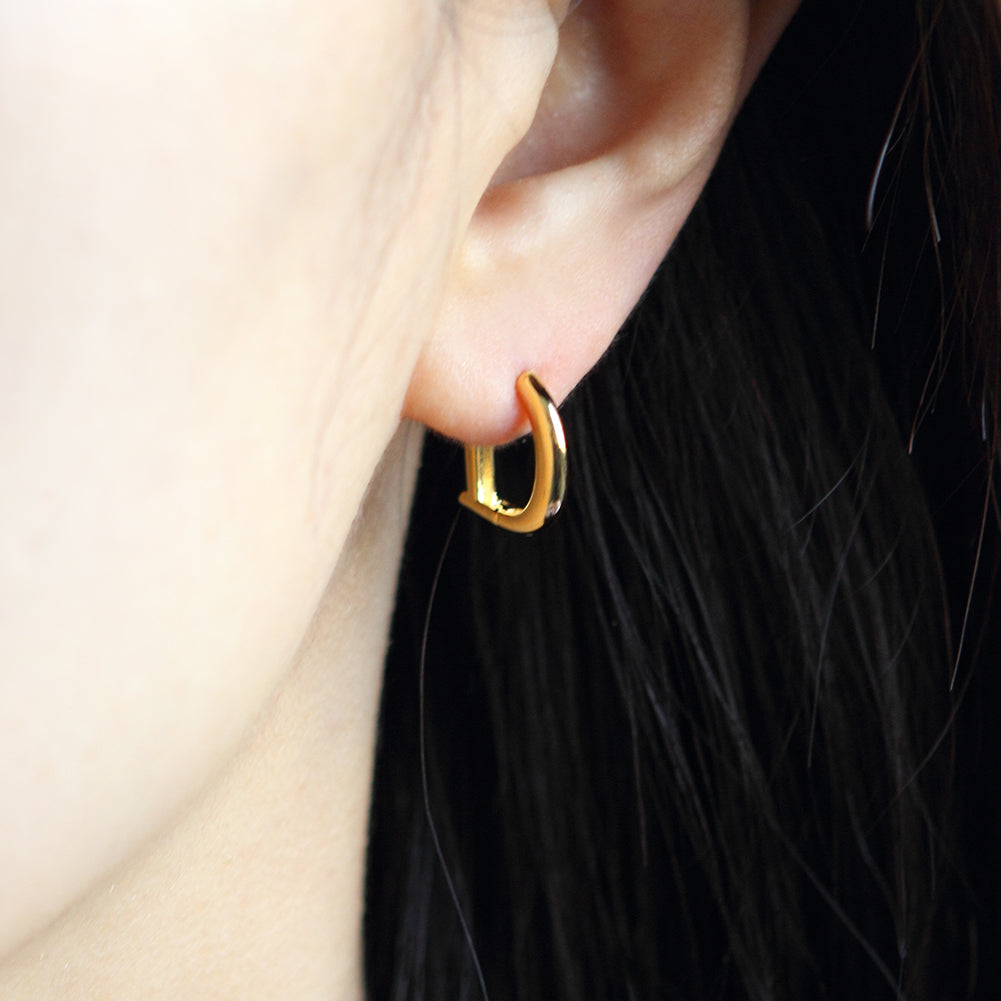 D Shape Huggie Hoop Earrings