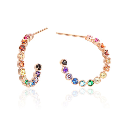 Multi Color Crystals Geometric Fan-Shaped Drop Earrings