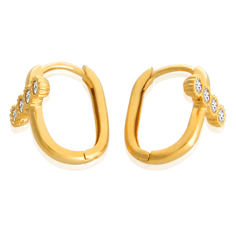 4CZ Oval Shape Huggie Hoop Earrings