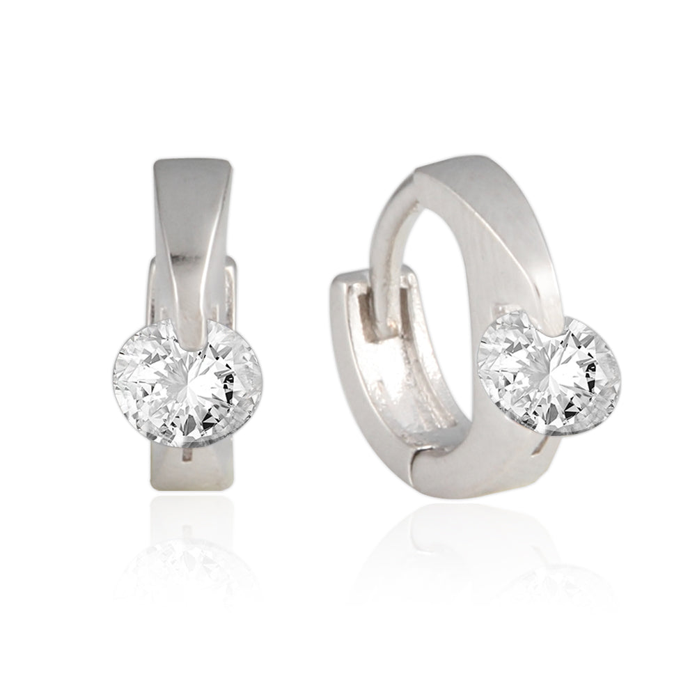 10 mm_ Cubic Zirconia Huggie Hinge Earring 14K Gold Plated