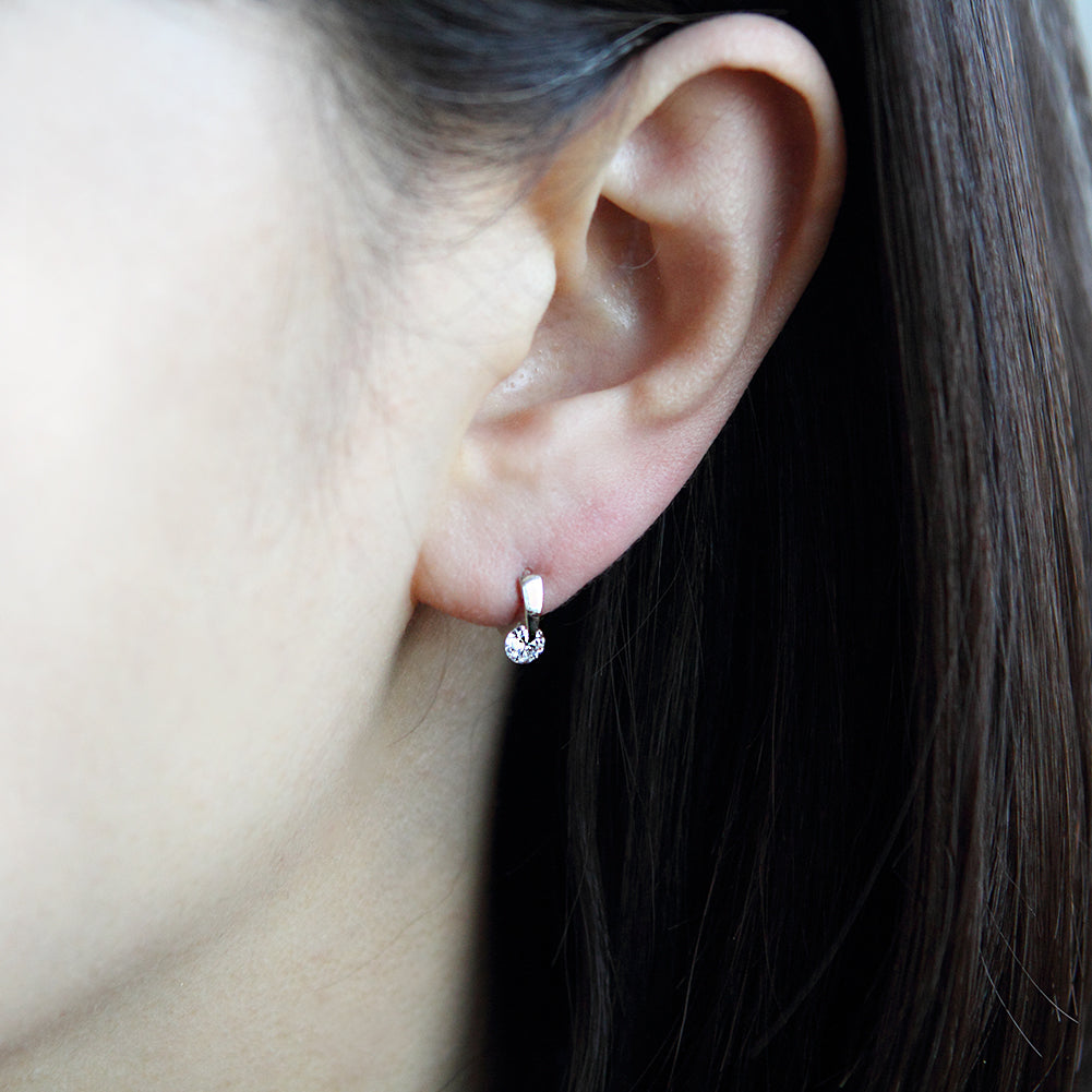 10 mm_ Cubic Zirconia Huggie Hinge Earring 14K Gold Plated