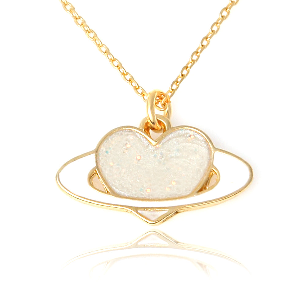 Epoxy Heart Planet Necklace