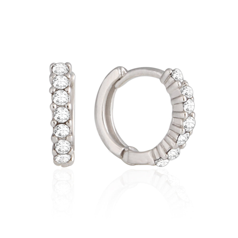 9 mm_Cubic Zirconia Small Hoop Huggie Earrings 14K Gold Plated