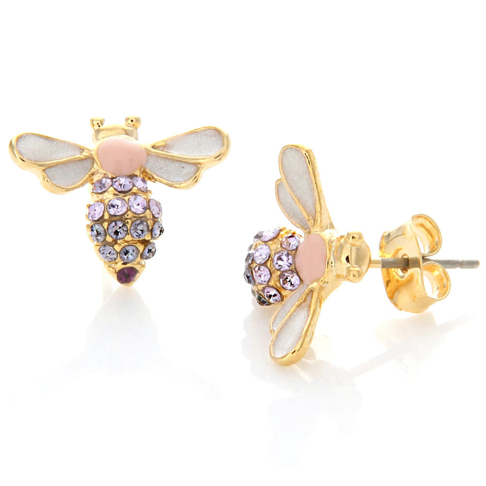 CZ Honey Bee Epoxy Stud Earrings