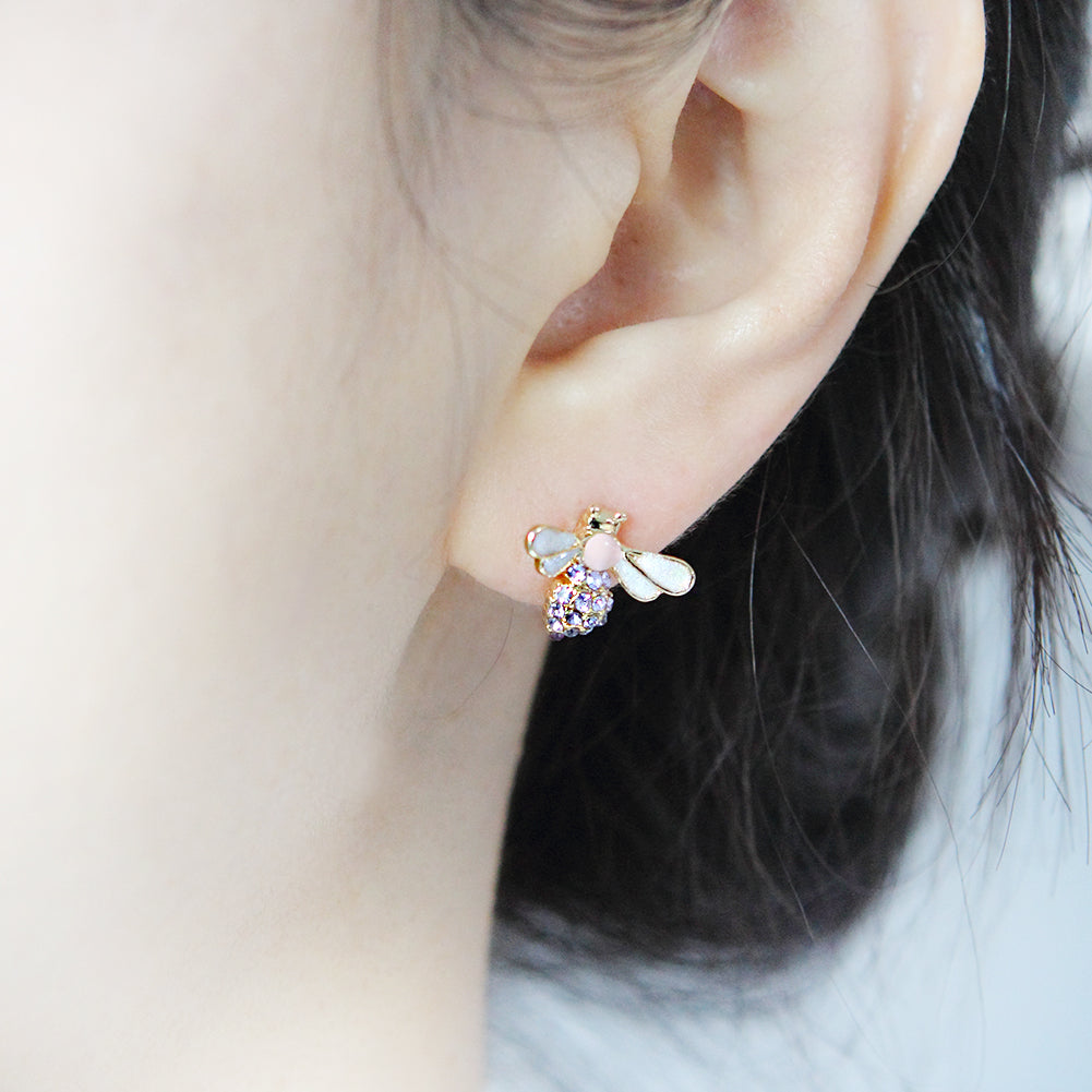 CZ Honey Bee Epoxy Stud Earrings