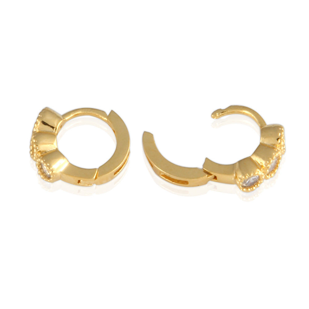 8 mm_CZ Huggie Tiny Hoop Earrings 14K Gold Plated