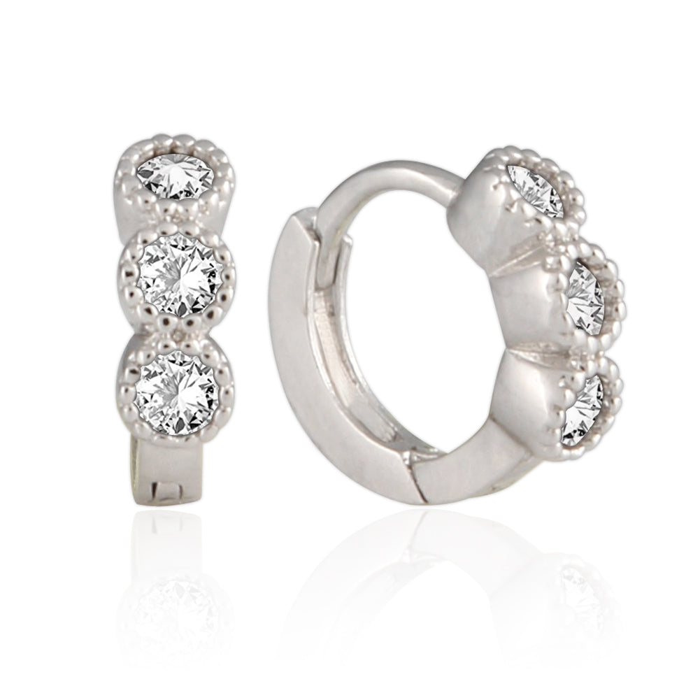 8 mm_CZ Huggie Tiny Hoop Earrings 14K Gold Plated