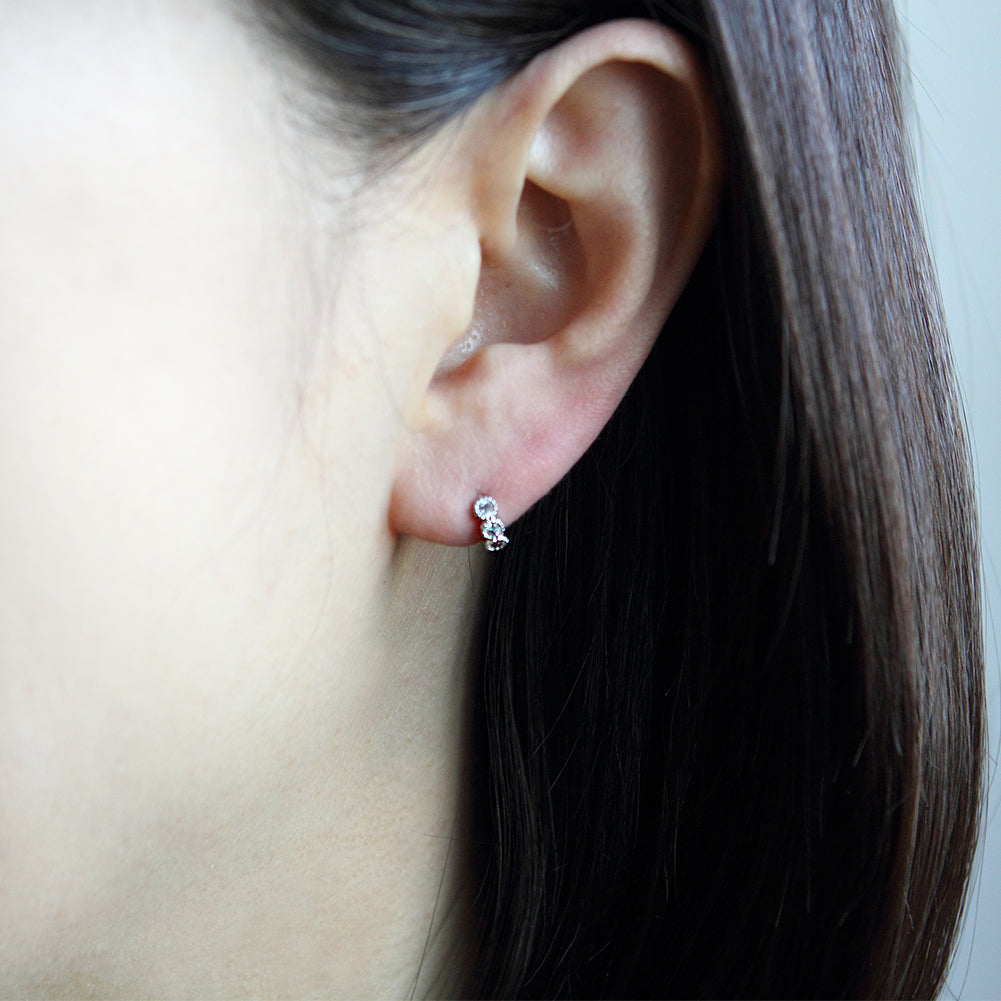 8 mm_CZ Huggie Tiny Hoop Earrings 14K Gold Plated