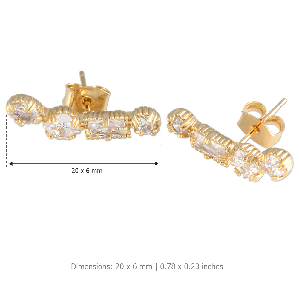 Geometric CZ Ear Climbers Cuff Crawler Earrings
