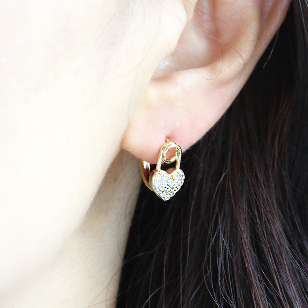Heart Safety pin Huggie EARRINGS