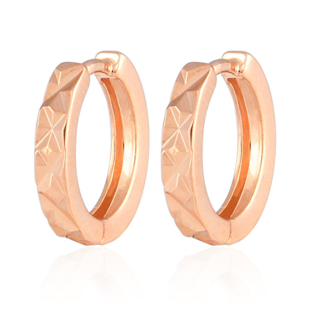 13 mm_ Diamond Cut Faceted Huggie Small Hoop Earrings