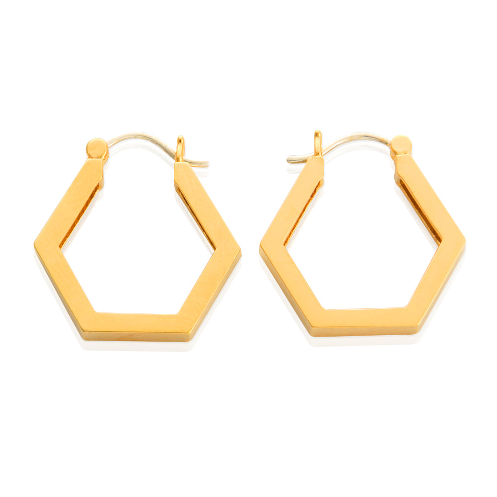 Thick hexagon Huggie Hoop Earrings