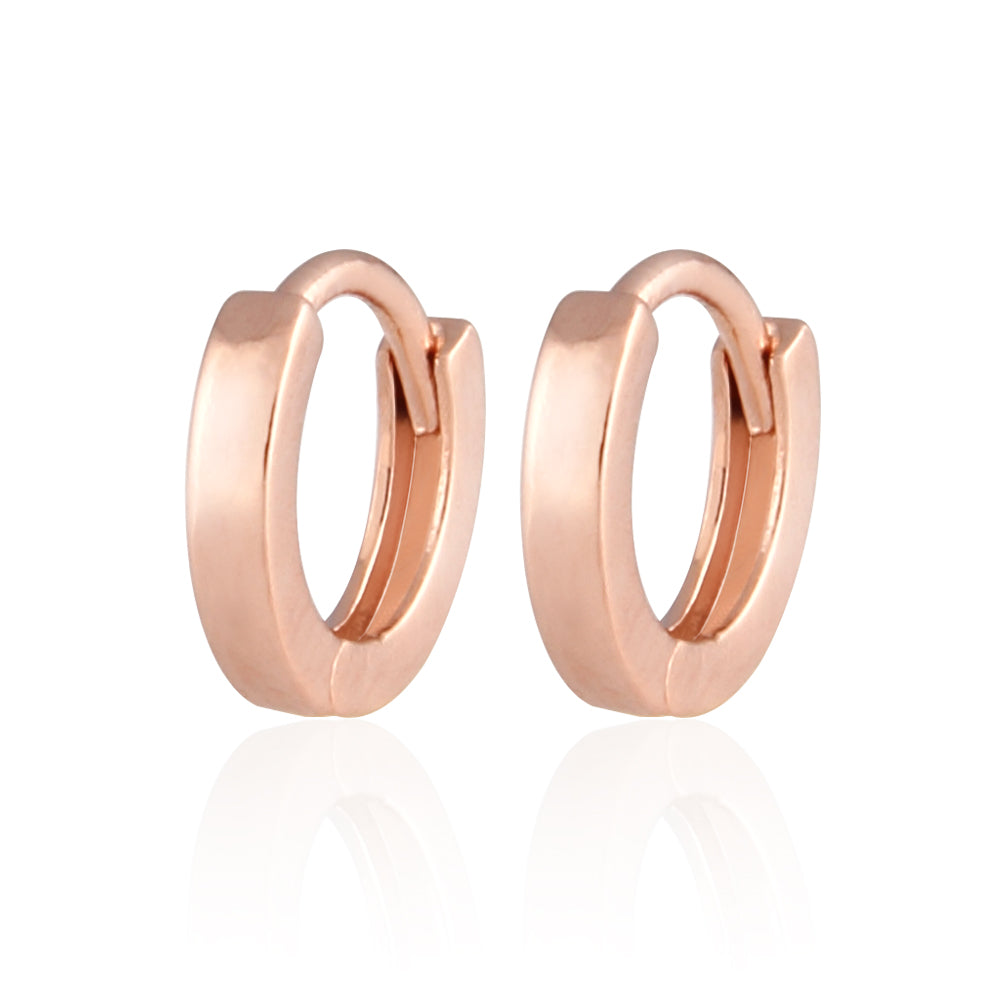 8 mm_ Plain Huggie Hoop Earrings 14K Gold Plated