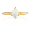 Simple Created Opal and CZ Adjustable Ring 14K Gold Plated