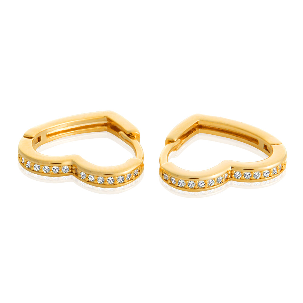 CZ Heart Shape Huggie Hoop Earrings