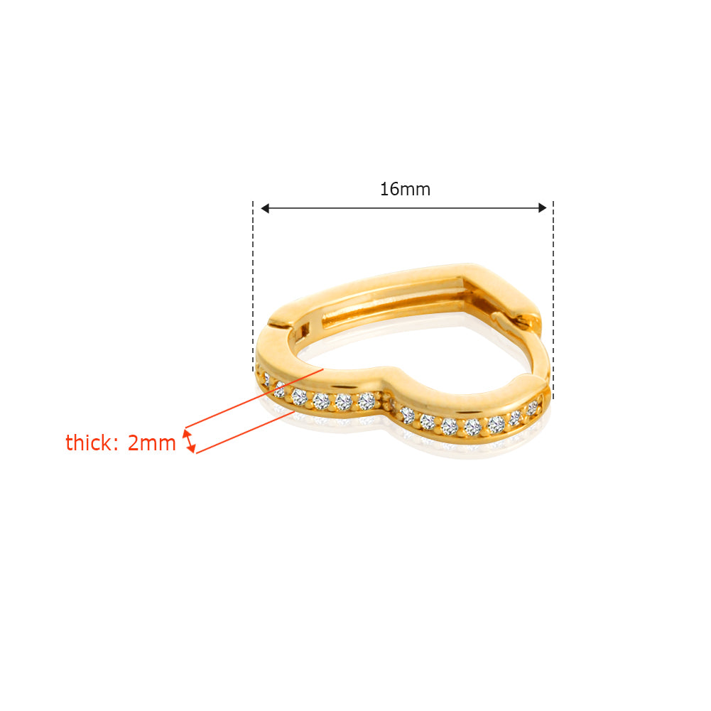CZ Heart Shape Huggie Hoop Earrings
