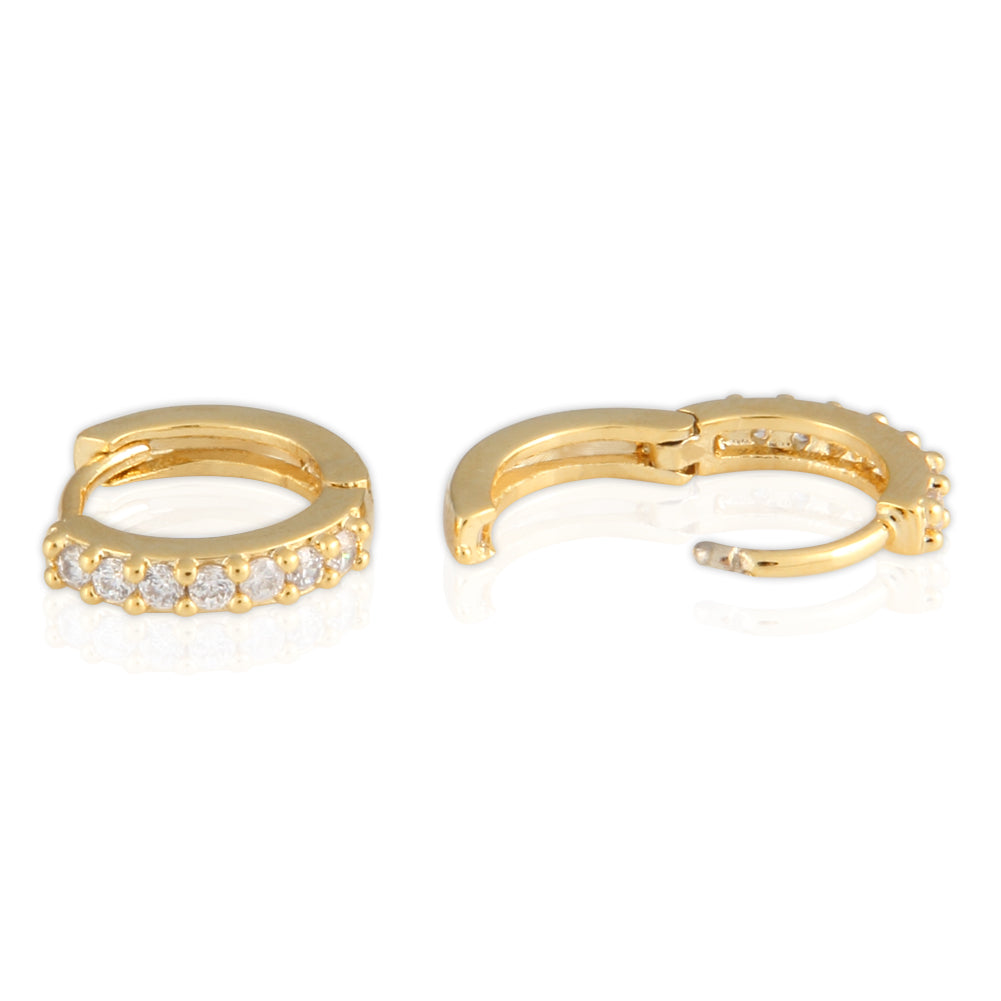 11 mm_Cubic Zirconia Small Hoop Huggie Earrings 14K Gold Plated