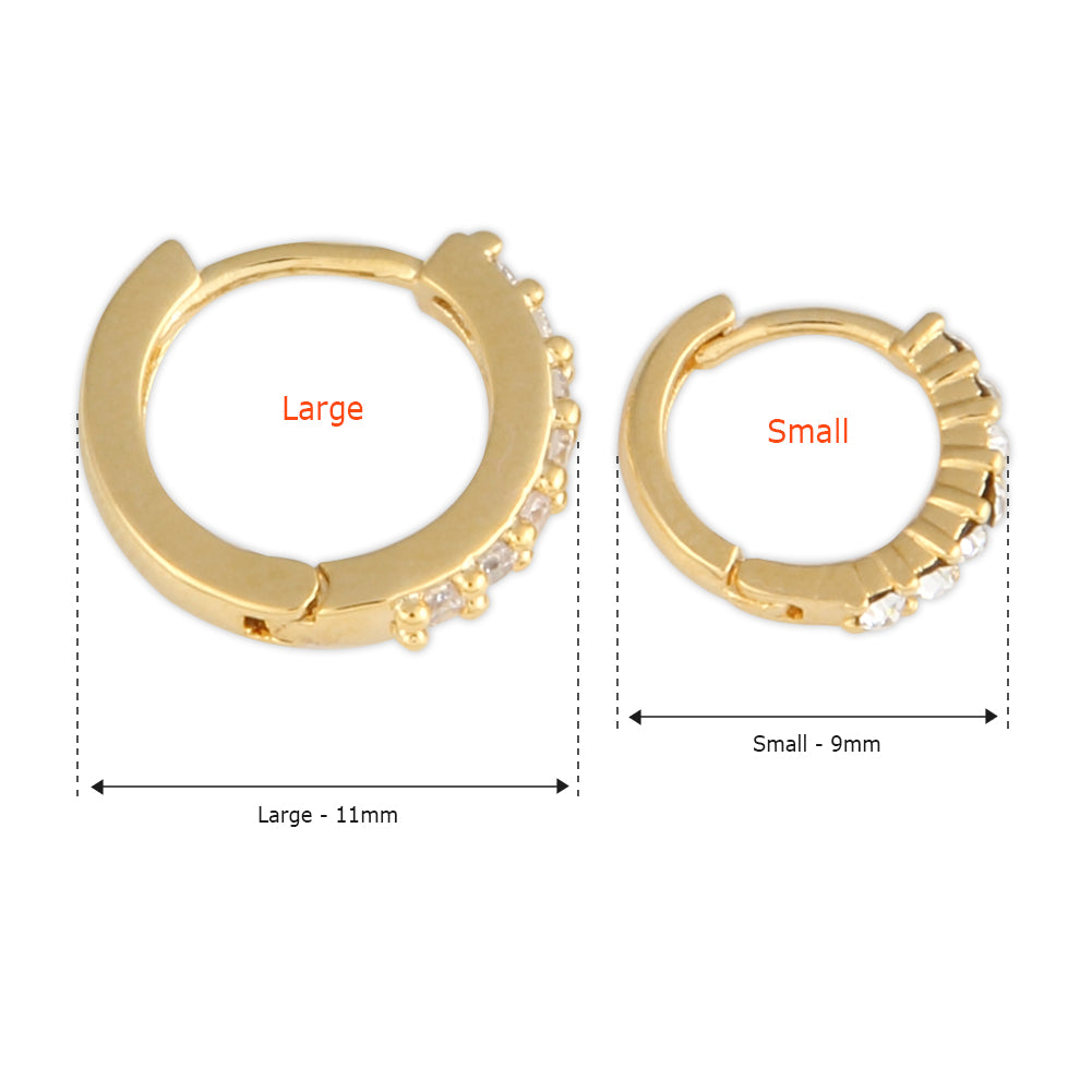11 mm_Cubic Zirconia Small Hoop Huggie Earrings 14K Gold Plated