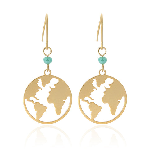 Planet  and Heart Mismatched Drop Earrings