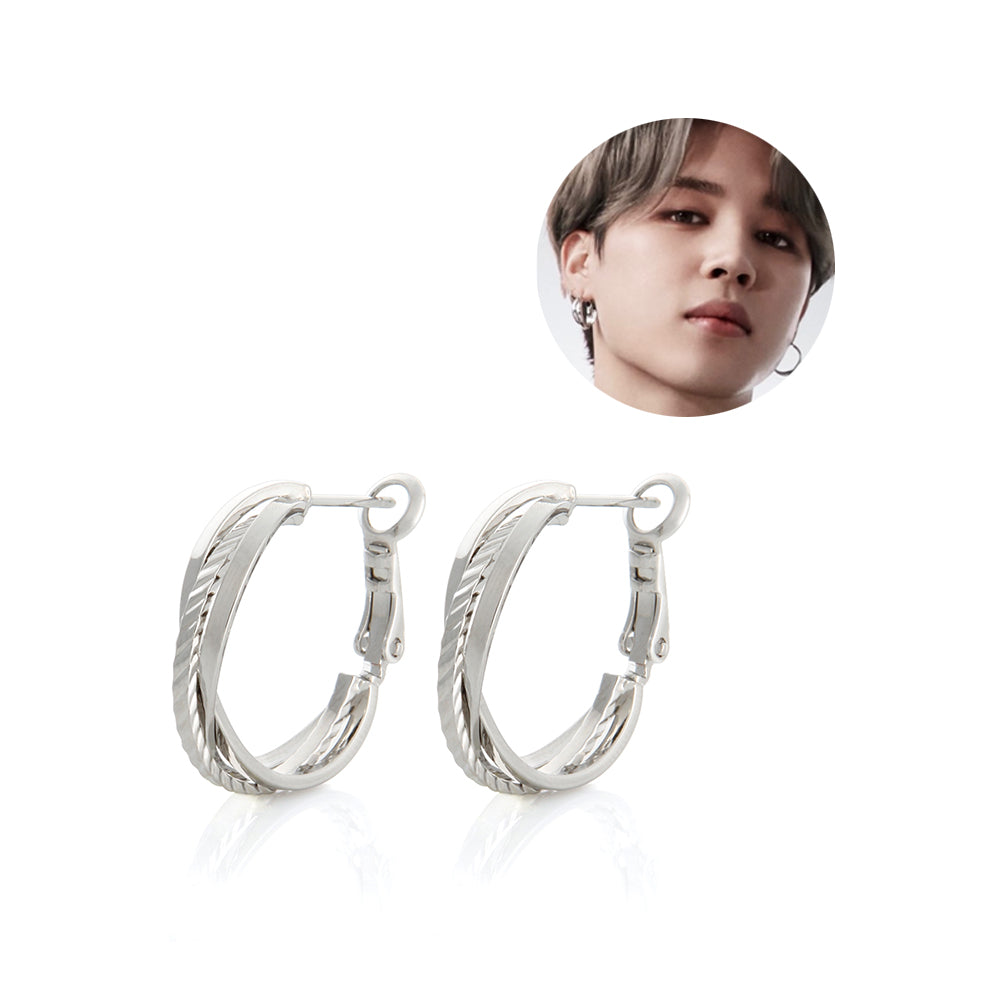 Textured Twist Dangle Hoop Earrings BTS Same style