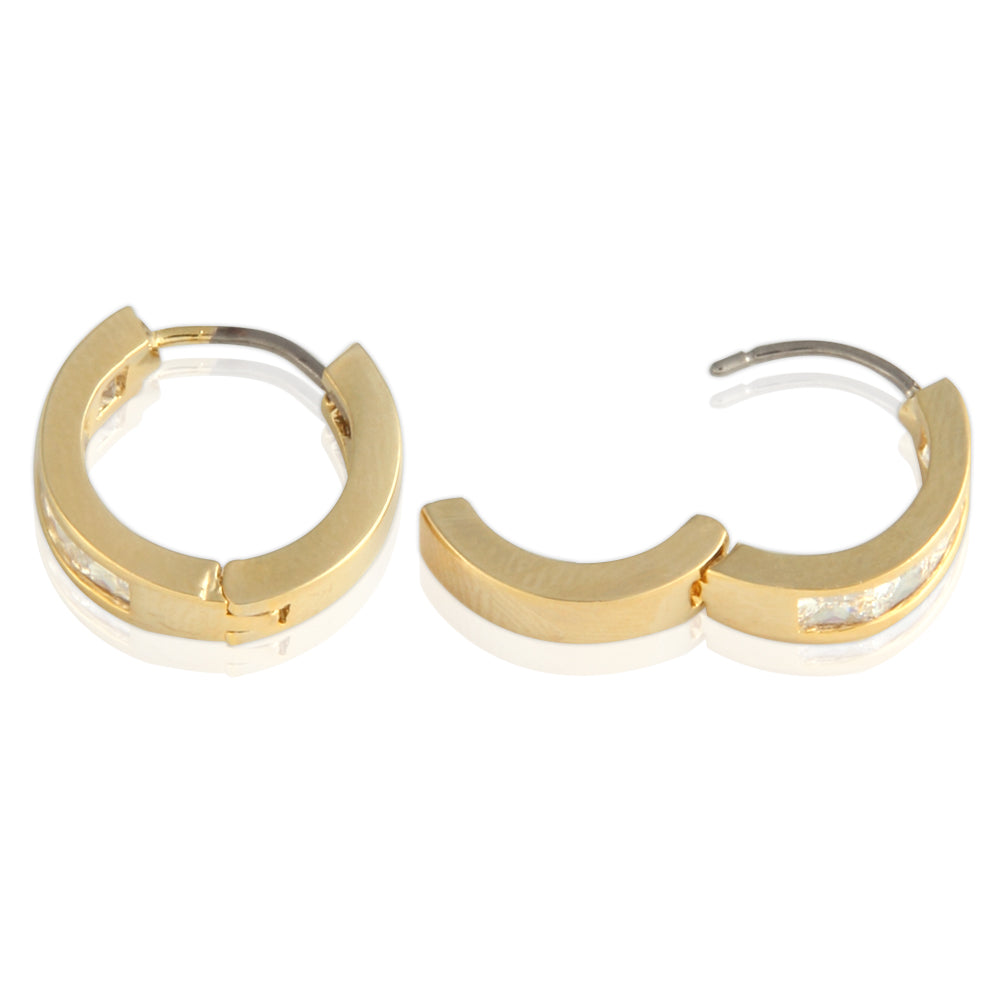 13 mm_Princess Cut CZ Hoop Huggie Earrings