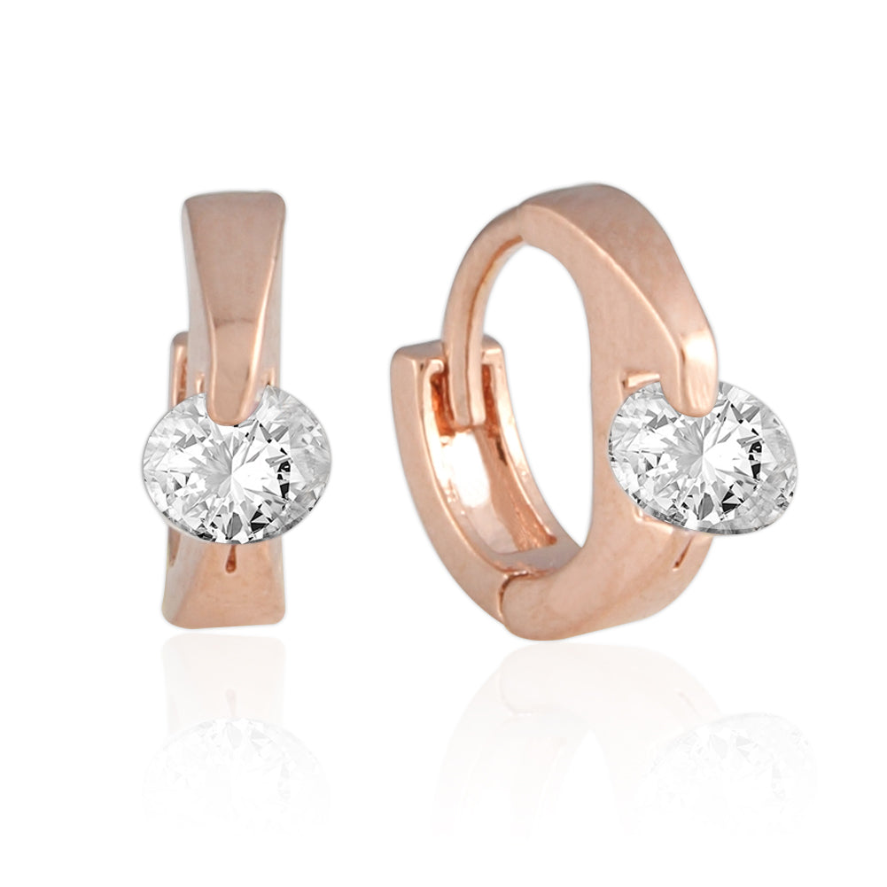 10 mm_ Cubic Zirconia Huggie Hinge Earring 14K Gold Plated