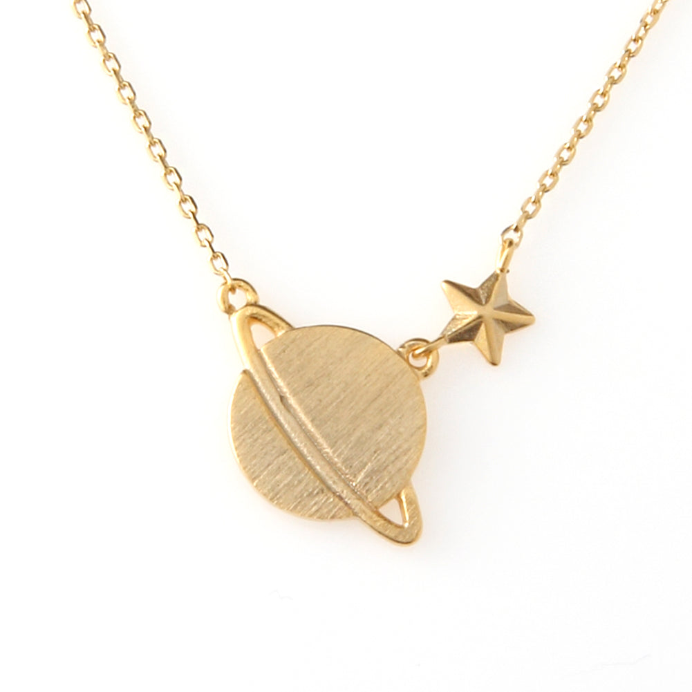 925 Sterling Silver Planet and Star Necklace
