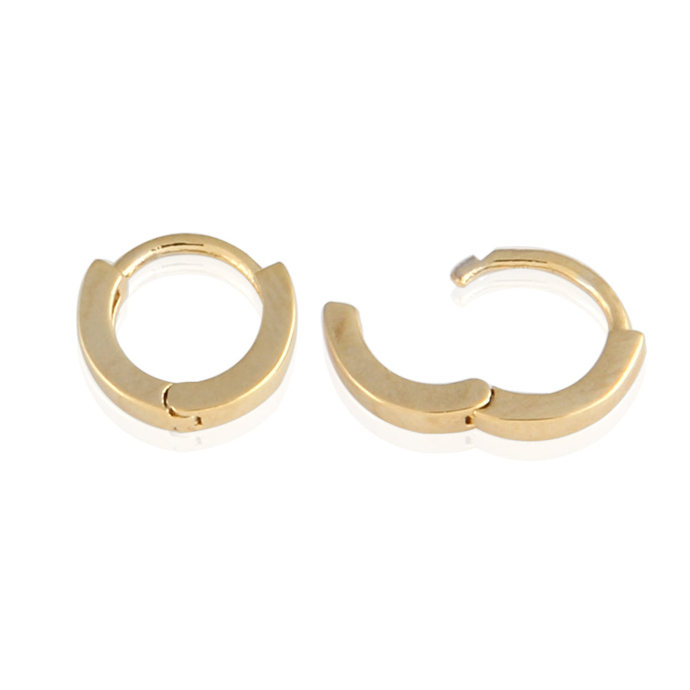8 mm_ Plain Huggie Hoop Earrings 14K Gold Plated