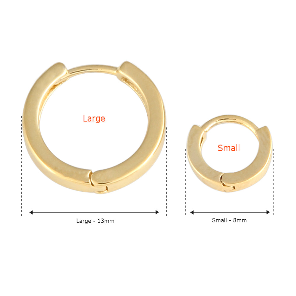 8 mm_ Plain Huggie Hoop Earrings 14K Gold Plated