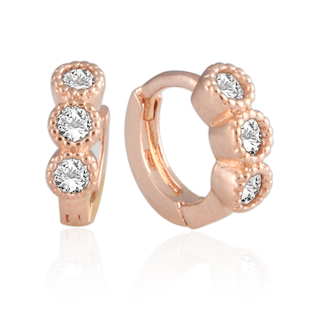 8 mm_CZ Huggie Tiny Hoop Earrings 14K Gold Plated