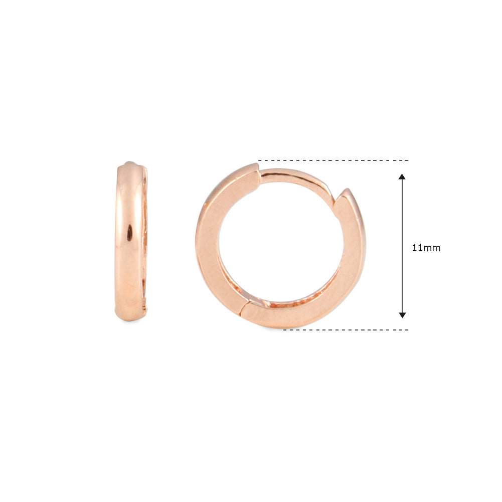 10mm_Simple Ring Huggie Small Hoop Earrings 14K Gold Plated