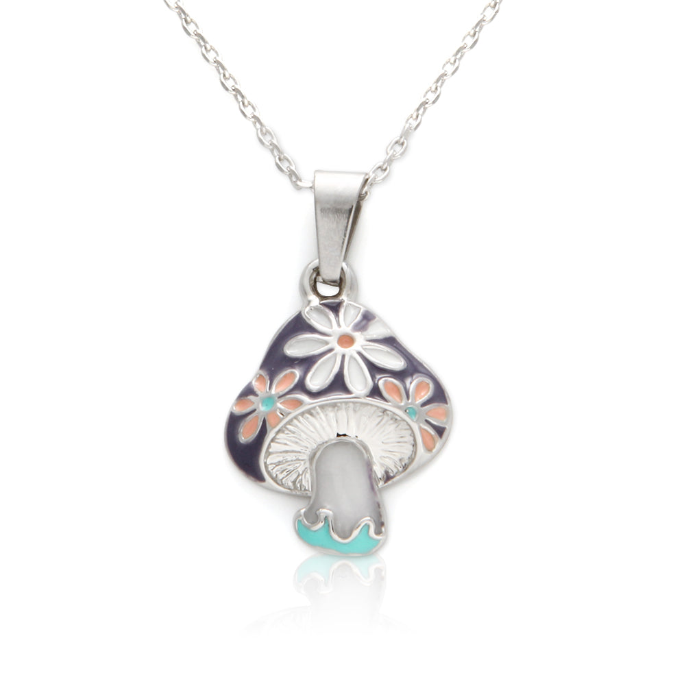 Floral Mushroom Pendant Necklace