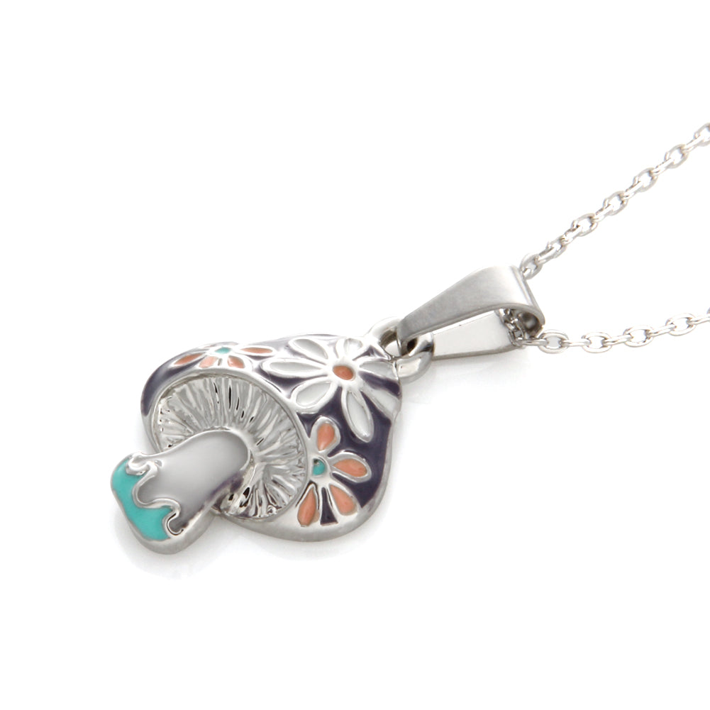 Floral Mushroom Pendant Necklace