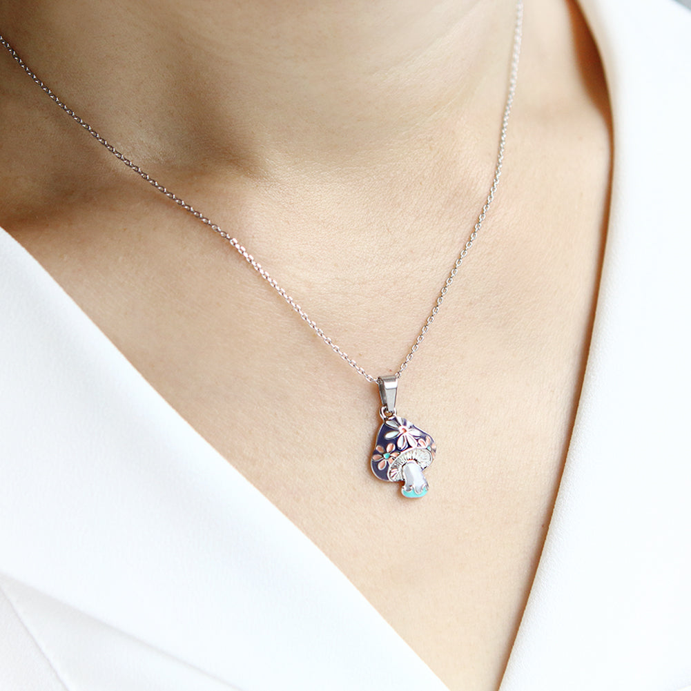 Floral Mushroom Pendant Necklace