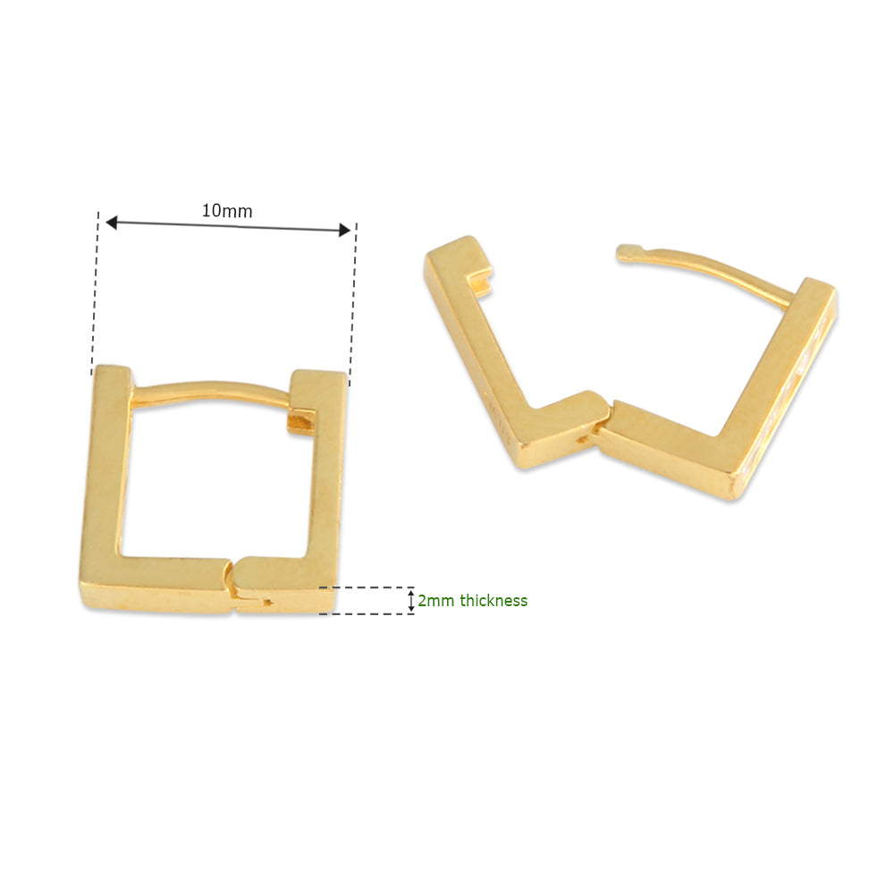 Square Huggie Hoop Earrings in 925 Sterling Silver