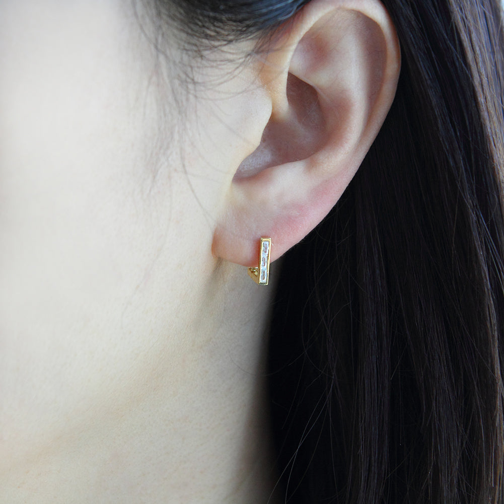 Square Huggie Hoop Earrings in 925 Sterling Silver