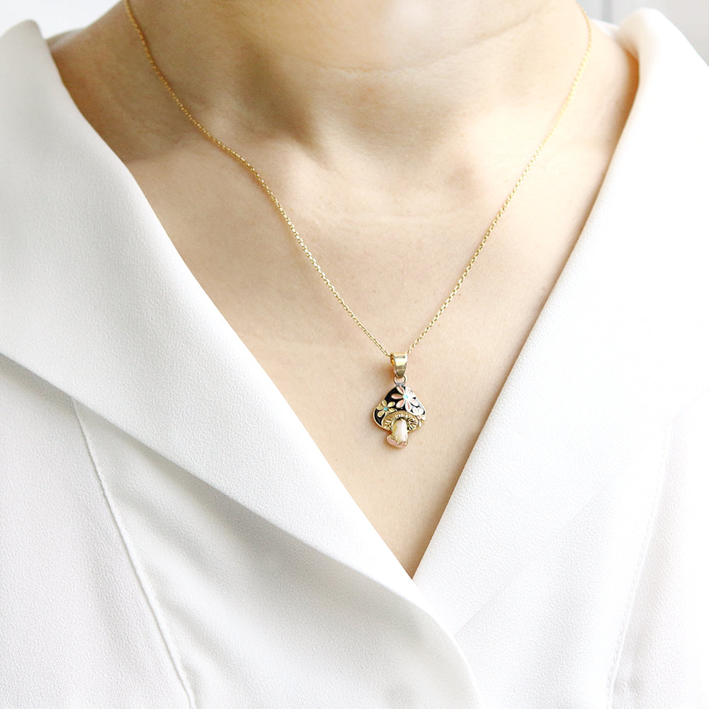 Floral Mushroom Pendant Necklace