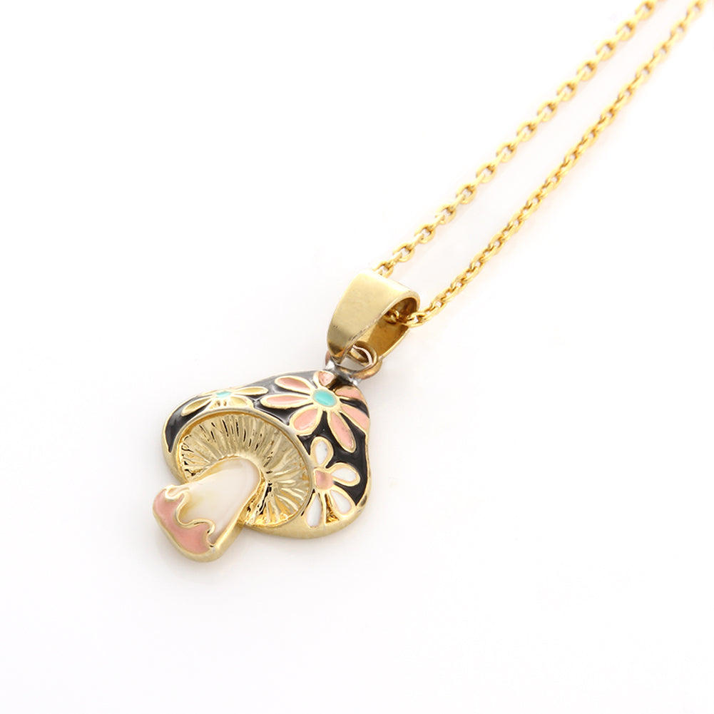 Floral Mushroom Pendant Necklace