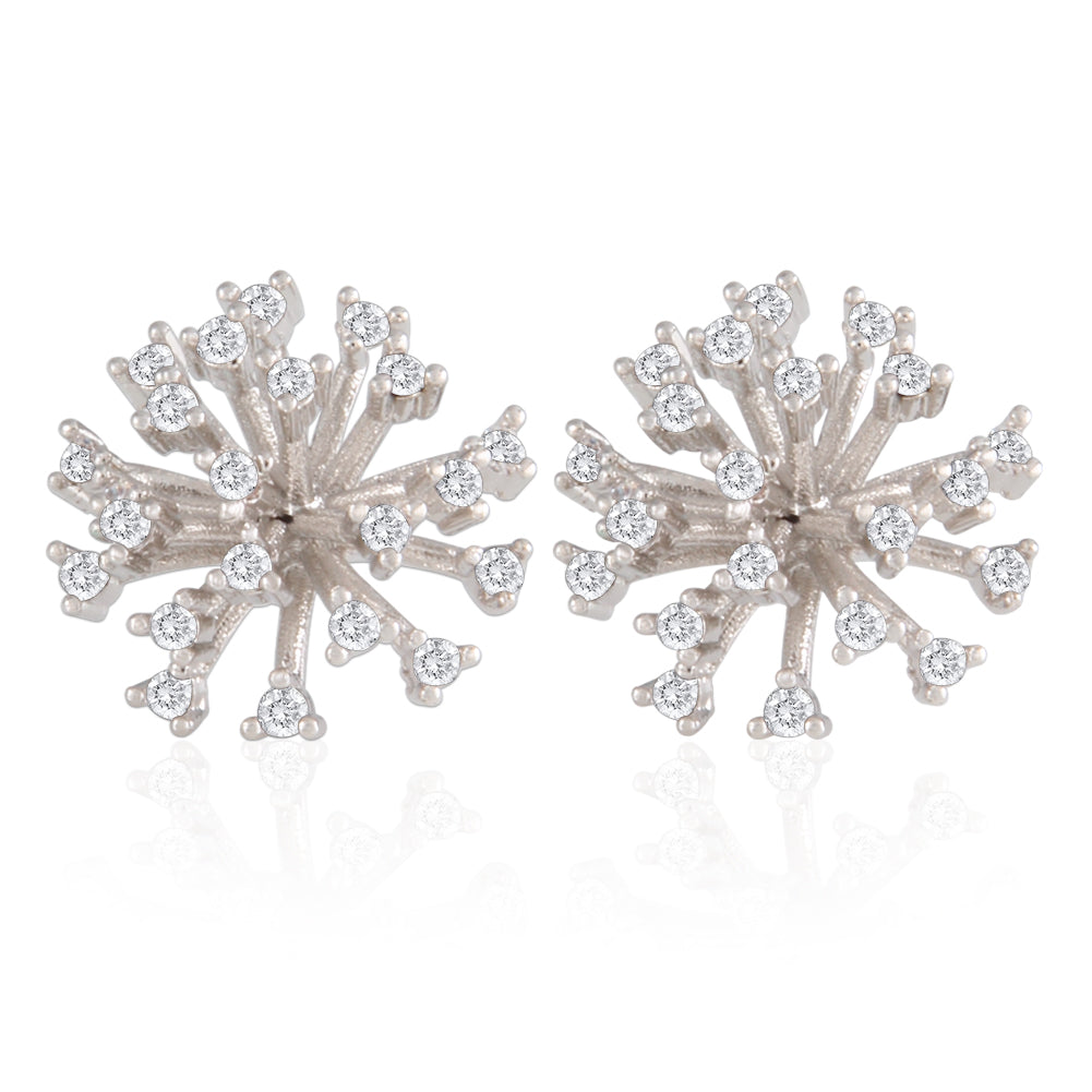 CZ Dandelion Flower Stud Earrings