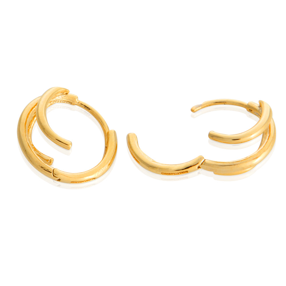 15MM Split Huggie Earrings | Triple Hoop Earrings