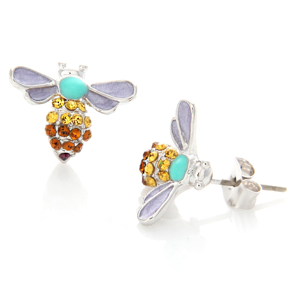 CZ Honey Bee Epoxy Stud Earrings