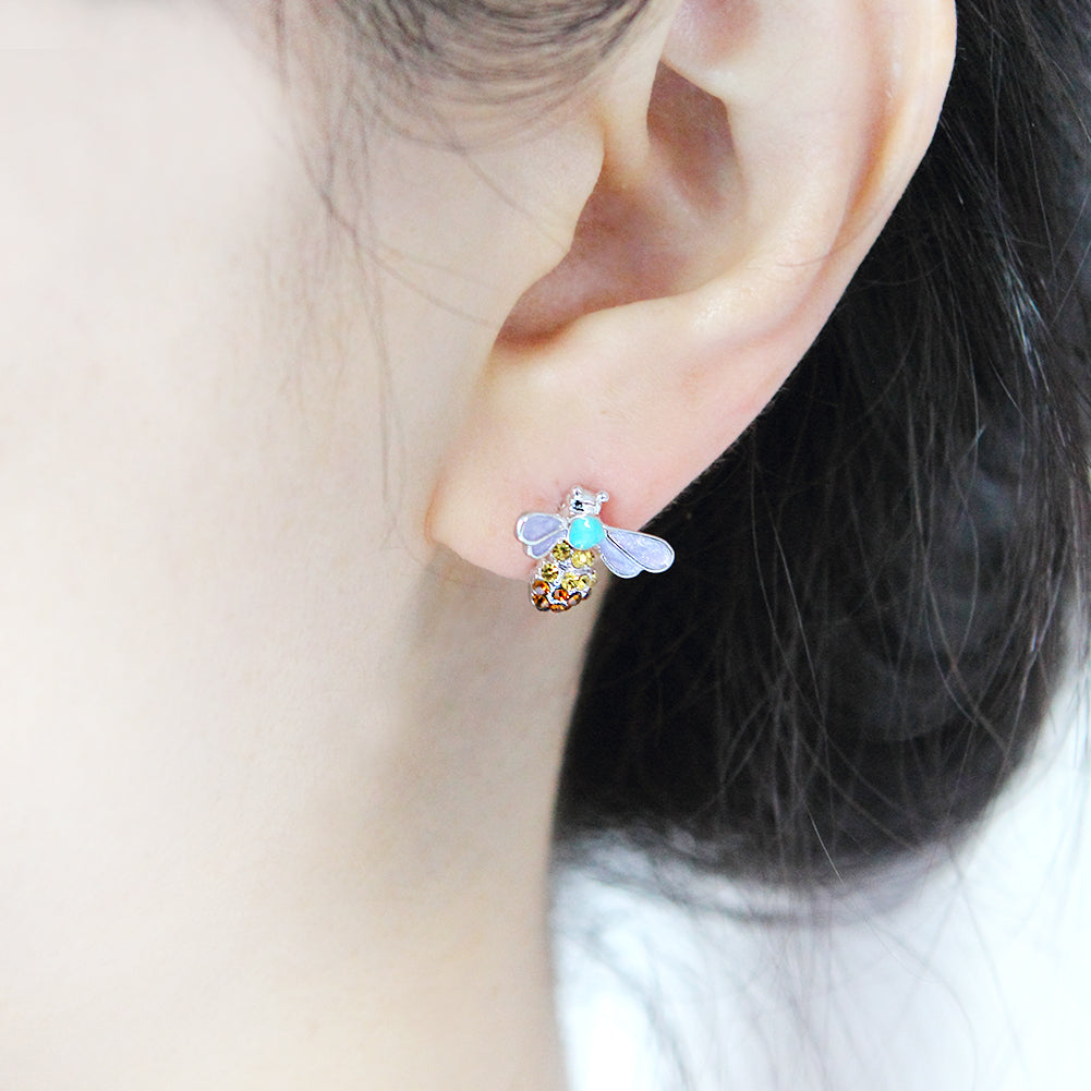 CZ Honey Bee Epoxy Stud Earrings