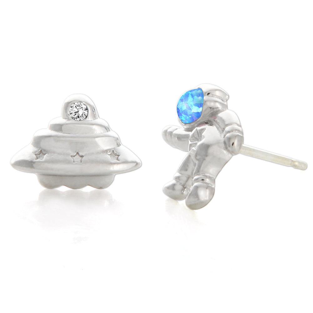 Tiny Opal Astronaut Earrings